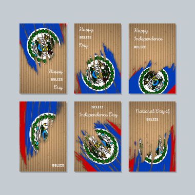 Belize vatansever kartları Milli Günü ifade fırça darbesi kraft ulusal bayrak renk için