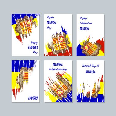 Andorra vatansever kartları Milli Günü ifade fırça darbesi beyaz Milli bayrak renk için