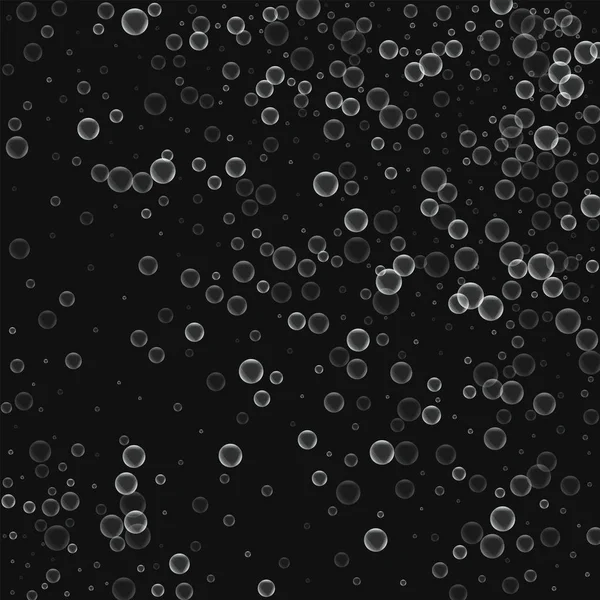Seifenblasen zufällige Streuung mit Seifenblasen auf schwarzem Hintergrund Vektor Illustration — Stockvektor