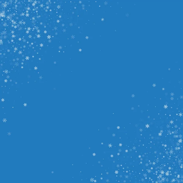 Красивые углы рассеяния снега на синем фоне Векторная иллюстрация — стоковый вектор
