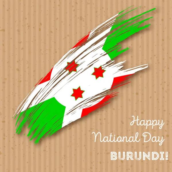 Día de la Independencia de Burundi Diseño patriótico Pincelada expresiva en colores de bandera nacional en kraft — Vector de stock