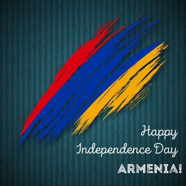 Arménie Independence Day Patriotic Design Coup de pinceau expressif dans les couleurs du drapeau national sur sombre — Image vectorielle