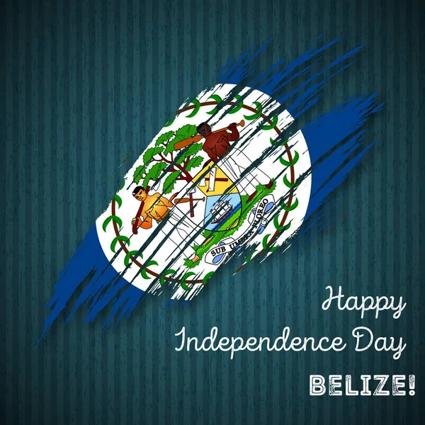 Belize Independence Day Design patriottico Expressive Brush Stroke in National Flag Colors on dark — Vettoriale Stock