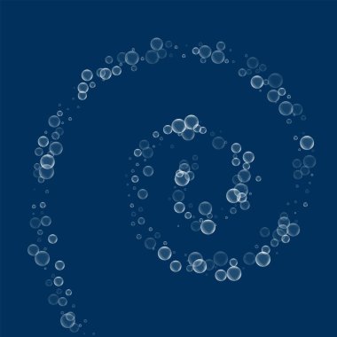 Sabun köpüğü ile sabun köpüğü Helisel derin mavi arka plan vektör çizim