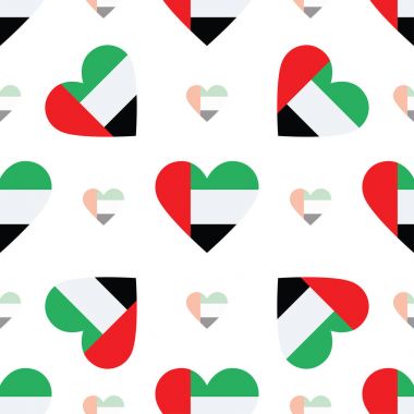 Birleşik Arap Emirlikleri bayrağı vatansever Dikişsiz desen vektör kalp şeklinde ulusal bayrak