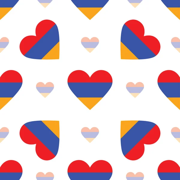 亚美尼亚国旗爱国无缝模式国旗在心向量图的形状 — 图库矢量图片