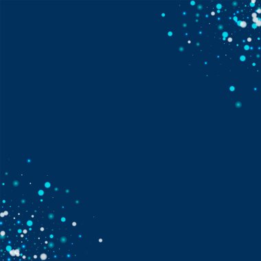 Güzel düşen kar dairesel köşelerinde güzel yağan kar ile derin mavi arka plan vektör