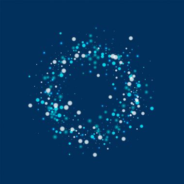 Derin mavi arka plan üzerinde güzel yağan kar ile güzel düşen kar küçük daire kare