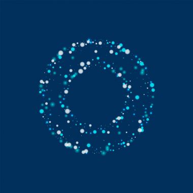 Çerçeve koyu mavi zemin üzerine güzel yağan kar ile güzel yağan kar simit şeklinde