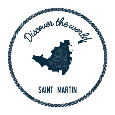 Saint Martin eşlem vintage ' Dünya Insignia hippi tarzı deniz posta pulu ile keşfetmek