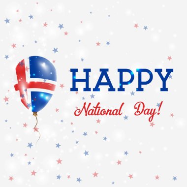 İzlanda Milli Günü vatansever poster uçan lastik balon İzlandalı bayrak renkleri