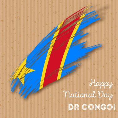 Dr Kongo Bağımsızlık günü vatansever tasarım etkileyici fırça darbesi kraft ulusal bayrak renk