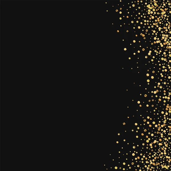 Gold Konfetti abstrakter rechter Rand auf schwarzem Hintergrund Vektor Illustration — Stockvektor