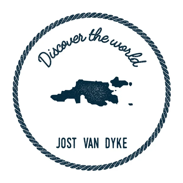 Jost Van Dyke mapa en vintage descubrir el mundo insignia estilo Hipster sello postal náutico con — Vector de stock