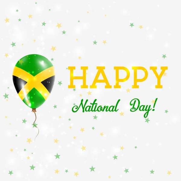Национальный день Ямайки патриотический плакат "Летящий резиновый шар в цветах Ямайки флага Ямайки" — стоковый вектор