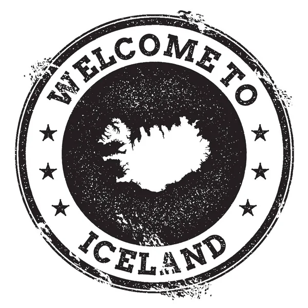 Passeport vintage timbre de bienvenue avec la carte Islande Timbre caoutchouc Grunge avec Bienvenue en Islande texte — Image vectorielle