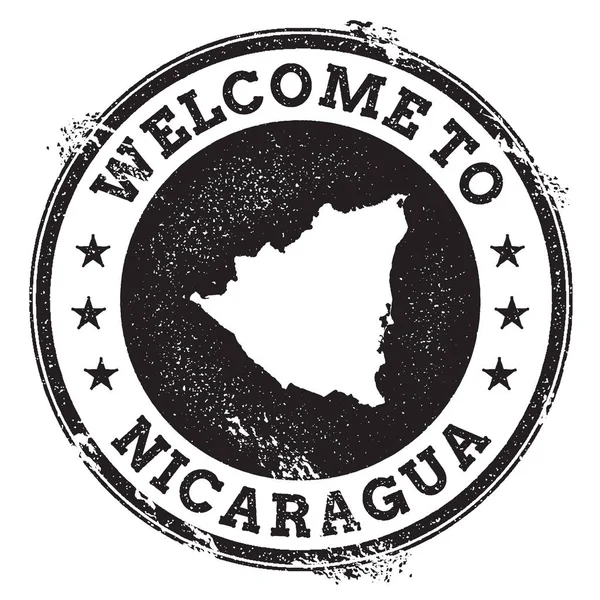 老式的护照欢迎加盖尼加拉瓜地图 Grunge 橡皮戳对尼加拉瓜表示欢迎 — 图库矢量图片
