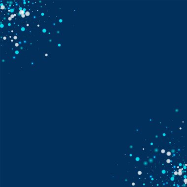 Derin mavi arka plan vektör üzerinde güzel yağan kar ile çerçeve güzel yağan kar köşeler