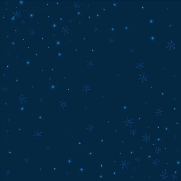 Sparse gloeiende sneeuw Abstract verspreid patroon op de diep blauwe achtergrond vectorillustratie — Stockvector