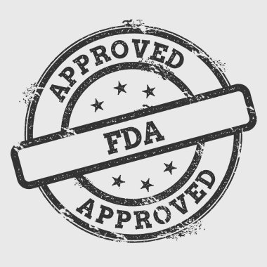 Onaylanmış Fda lastik damgası izole Grunge beyaz arka plan üzerinde metin mürekkep dokulu yuvarlak mühür ve
