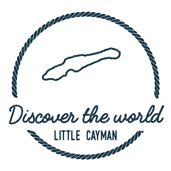 Little Cayman Map Outline Vintage Découvrez le Timbre en caoutchouc du monde avec carte de l'île Style Hipster — Image vectorielle