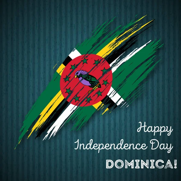 Día de la Independencia de Dominica Diseño patriótico Pincelada expresiva en colores de bandera nacional en la oscuridad — Vector de stock