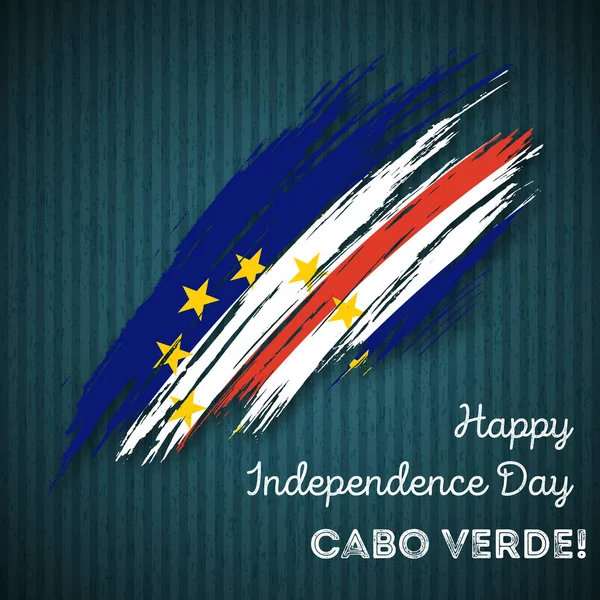 Día de la Independencia de Cabo Verde Diseño patriótico Pincelada expresiva en colores de bandera nacional — Vector de stock