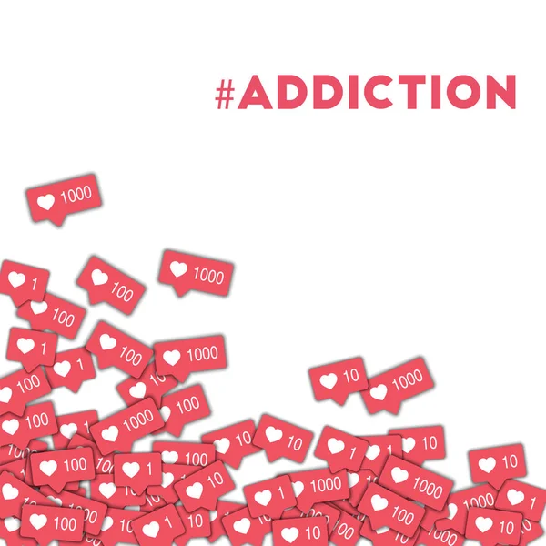 Verslaving Social media iconen in abstracte vorm achtergrond met roze teller verslaving concept in — Stockvector
