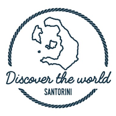 Santorini harita anahat Vintage keşfetmek dünya lastik damgası ada harita hippi tarzı ile