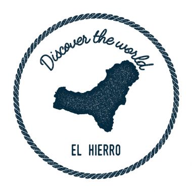 El Hierro eşlem vintage ' Dünya Insignia hippi tarzı deniz posta pulu ile keşfetmek