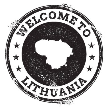 Vintage pasaport hoş geldiniz damga ile Litvanya harita Grunge lastik damgası ile Litvanya hoş geldiniz