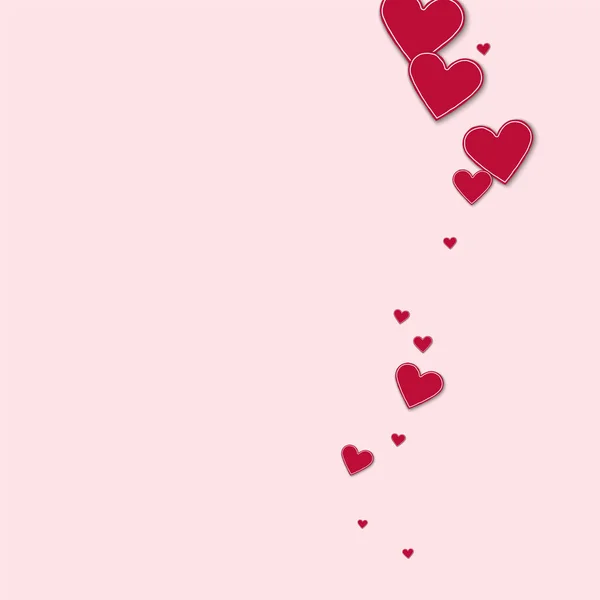 Cutout κόκκινες καρδιές χαρτί δεξιά κύμα στο φως ροζ φόντο εικονογράφηση διάνυσμα — Διανυσματικό Αρχείο