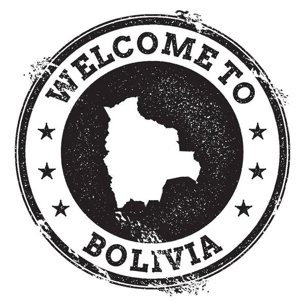 Timbro di benvenuto passaporto vintage con mappa Bolivia Timbro di gomma Grunge con testo Welcome to Bolivia — Vettoriale Stock