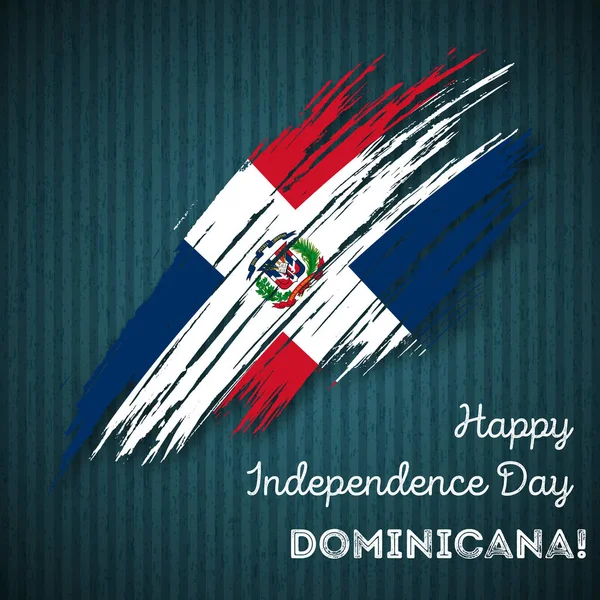 Dia da independência dominicana Design Patriótico Pincel Expressivo Curso em cores da bandeira nacional em —  Vetores de Stock