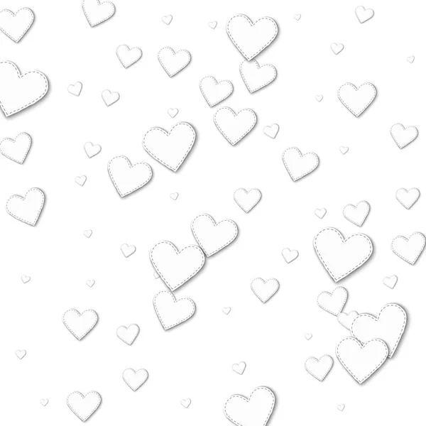 Разбросанные вертикальные линии с вырезанными белыми бумажными сердцами на белом — стоковый вектор