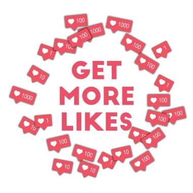 Daha fazla seviyor Sosyal Medya Icons pembe sayaç Get ile soyut şekli arka plan daha fazla seviyor almak
