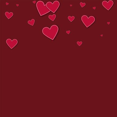 Kesikli kırmızı kağıt kalpler dağılım üst degrade şarap kırmızı arka plan vektör çizim üzerinde