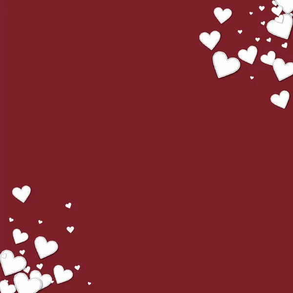 Όμορφο χαρτί καρδιές κυκλική γωνίες στο κρασί κόκκινο φόντο εικόνα διάνυσμα — Διανυσματικό Αρχείο