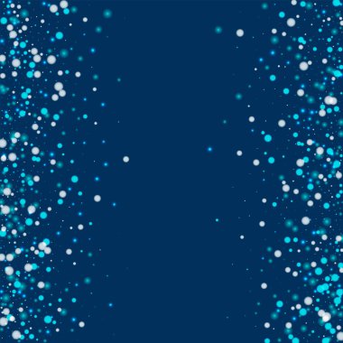 Derin mavi arka plan vektör üzerinde güzel yağan kar ile güzel düşen kar dağınık çerçeve