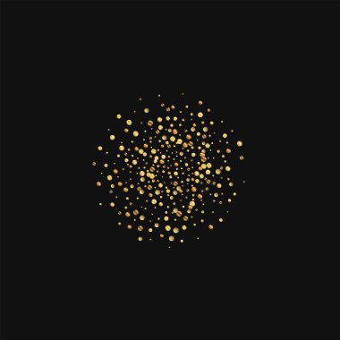 Altın konfeti küçük küre siyah arka planda vektör çizim