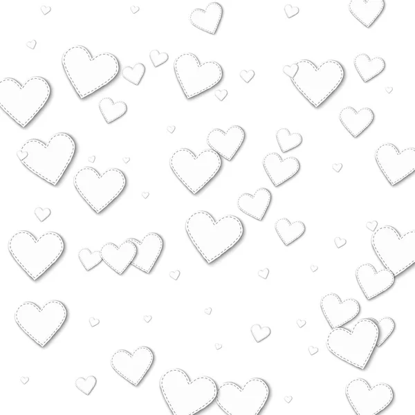 Cutout white paper hearts Chaotic scatter lines with cutout white paper hearts on white background — Stock Vector