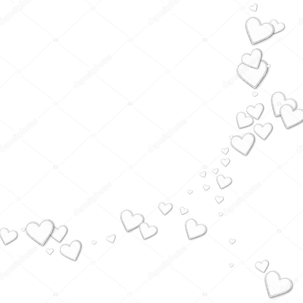 Beautiful paper hearts Abstract crescents on white background Vector illustration