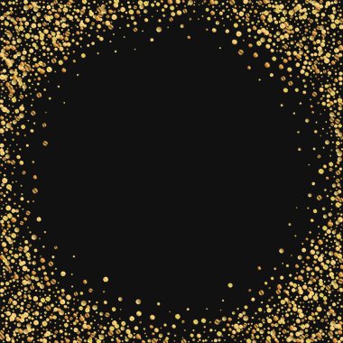 Altın konfeti köşe çerçeve siyah arka planda vektör çizim