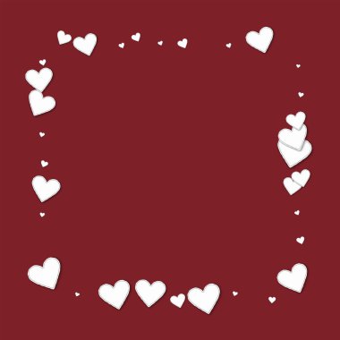 Güzel kağıt kalpler şarap kırmızı arka plan vektör çizim üzerinde soyut şekil kare