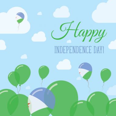 Cibuti Bağımsızlık günü düz vatansever tasarım Cibuti bayrağı balonlar Happy Milli gün vektör