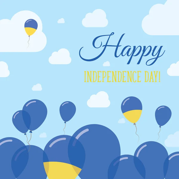 Ukrayna Bağımsızlık günü düz vatansever tasarım Ukraynalı bayrak balonlar Happy Milli gün vektör
