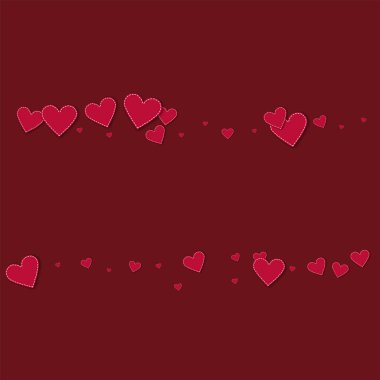 Kırmızı şarap kırmızı arka plan vektör çizim kağıt kalpler dağılım satırlarında dikişli
