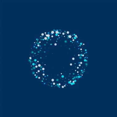 Güzel düşen kar küçük yuvarlak çerçeve ile derin mavi arka plan üzerinde güzel yağan kar