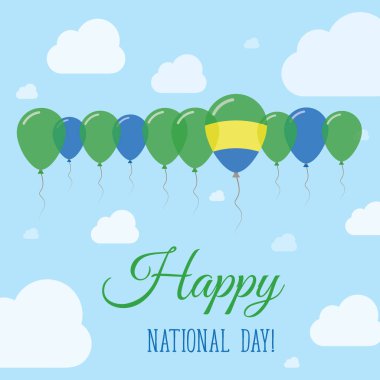 Gabon ulusal gün düz vatansever Poster satır balon Gabon bayrağının mutlu renklerde