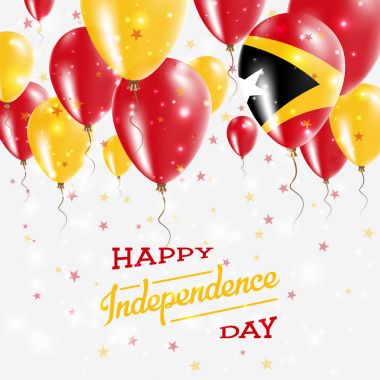 Timorleste vektör vatansever Poster Bağımsızlık günü afişini parlak renkli balonları ile